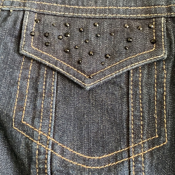 💜 Host Pick 💜 Harley Davidson Eagle heavily embellished jean jacket beading - Picture 7 of 16